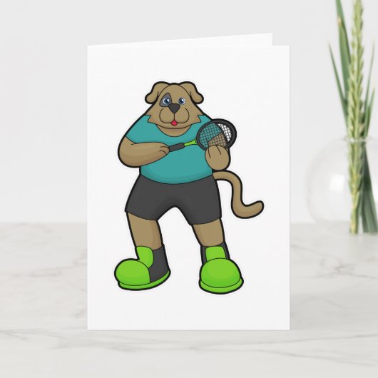 Hond als tennisspeler met tennisracket kaart (Voorkant)