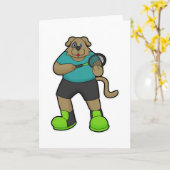 Hond als tennisspeler met tennisracket kaart (Gele Bloem)