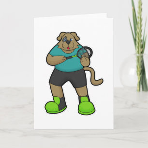 Hond als tennisspeler met tennisracket kaart