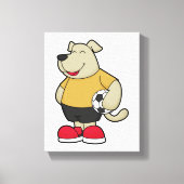 Hond als voetballer met Voetbal Canvas Afdruk (Voorkant)