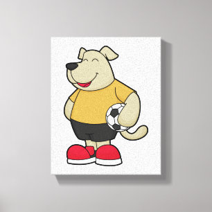 Hond als voetballer met Voetbal Canvas Afdruk