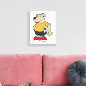 Hond als voetballer met Voetbal Canvas Afdruk (Insitu (Woonkamer))