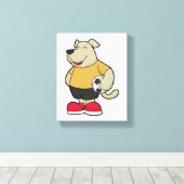 Hond als voetballer met Voetbal Canvas Afdruk (Insitu (Houten vloer))