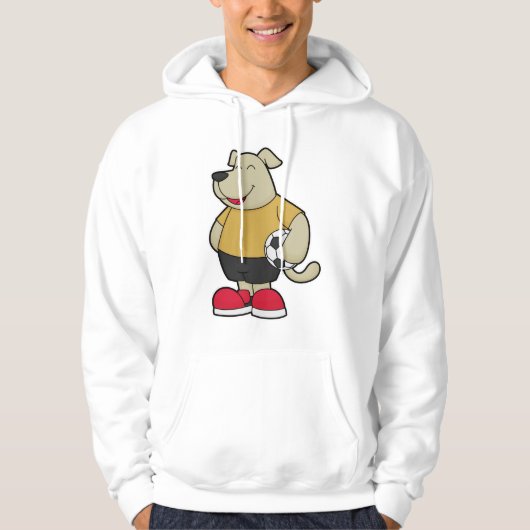 Hond als voetballer met Voetbal Hoodie (Voorkant)
