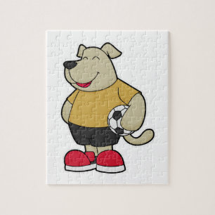 Hond als voetballer met Voetbal Legpuzzel