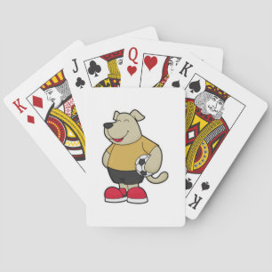 Hond als voetballer met Voetbal Pokerkaarten