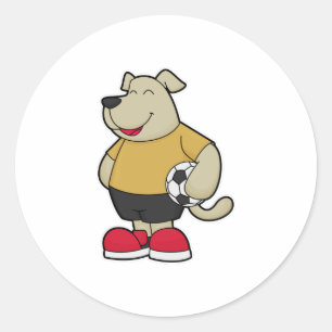 Hond als voetballer met Voetbal Ronde Sticker