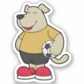 Hond als voetballer met Voetbal Sticker (Voorkant)