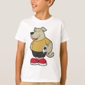 Hond als voetballer met Voetbal T-shirt (Voorkant)