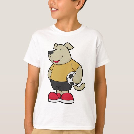 Hond als voetballer met Voetbal T-shirt (Voorkant)
