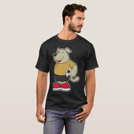 Hond als voetballer met Voetbal T-shirt (Voorkant volledig)