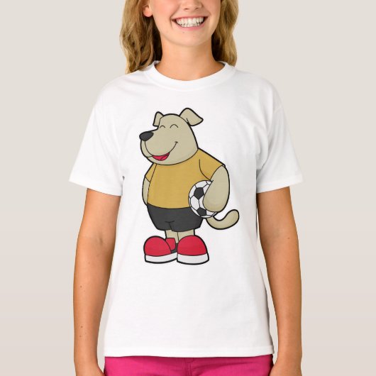Hond als voetballer met Voetbal T-shirt (Voorkant)