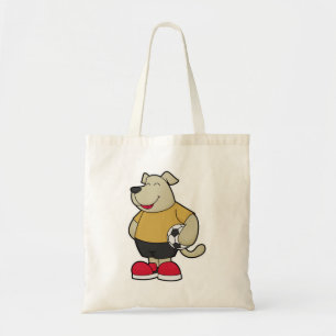 Hond als voetballer met Voetbal Tote Bag