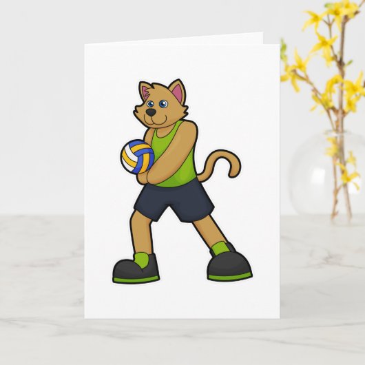 Hond als Volleybalspeler met Volleybal Kaart (Gele Bloem)