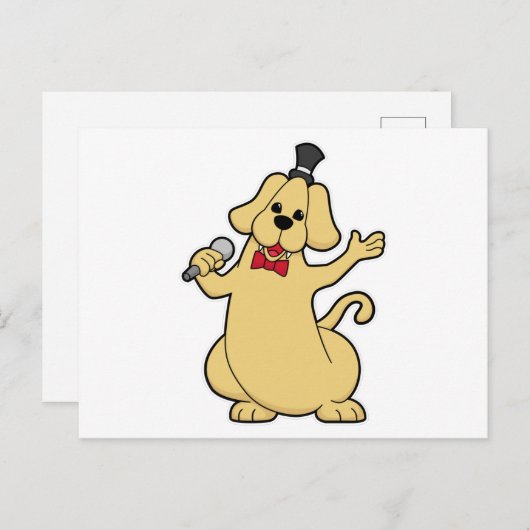 Hond als zanger met microfoon briefkaart (Voorkant / Achterkant)