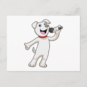 Hond als zanger met microfoon briefkaart