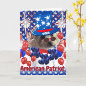 Hond Amerikaanse Patriot Wenskaart Kaart (Gele Bloem)