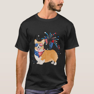 Hond Amerikaanse Vlag 4 juli Mannen Vrouwen Liefhe T-shirt