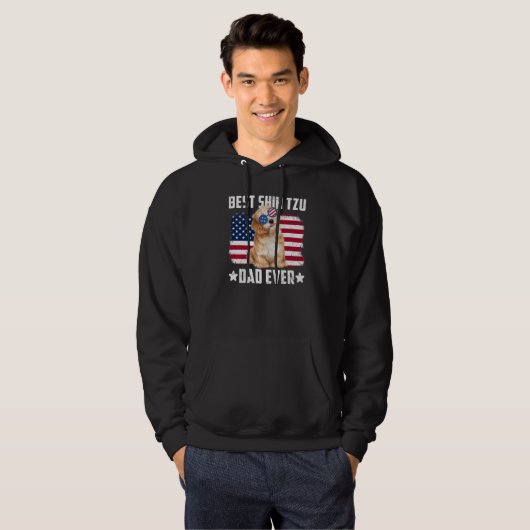 Hond Amerikaanse vlag beste shih tzu vader ooit Hoodie (Voorkant volledig)