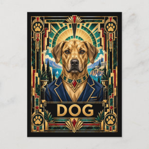 Hond, Art Deco Wildlife Briefkaart