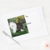 Hond Art Oud Engels Sheepdog Custom Rechthoekige Sticker (Envelop)