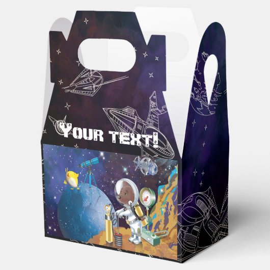 Hond astronaut en buitenaards wezen voor de jongen bedankdoosjes (Geopend)