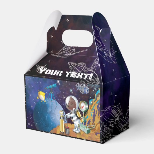 Hond astronaut en buitenaards wezen voor de jongen bedankdoosjes (Voorkant Zijde)