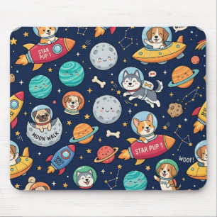 Hond Astronaut Muismat – Ontwerp met ruimte raket