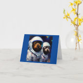Hond Astronauten Kaart (Gele Bloem)