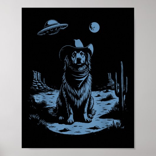 Hond Australian Shepherd Aussie Ufo Western Poster (Voorkant)
