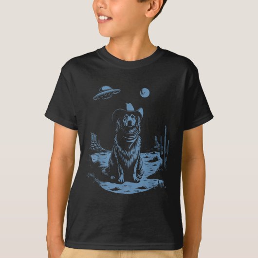 Hond Australian Shepherd Aussie Ufo Western T-shirt (Voorkant)