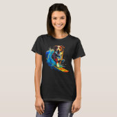Hond Australian Shepherd Surfer T-shirt (Voorkant volledig)