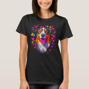 Hond Australische herder roze rode harten T-shirt