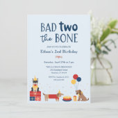 Hond Bad Two Het bot 2e verjaardagsfeestje Kaart (Staand voorkant)