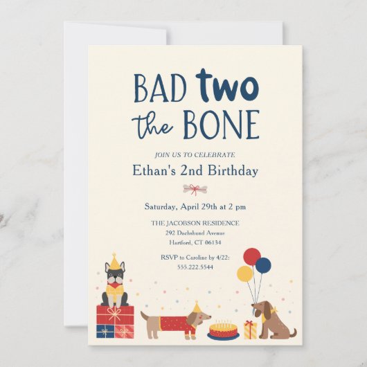 Hond Bad Two Het bot 2e verjaardagsfeestje Kaart (Voorkant)