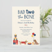 Hond Bad Two Het bot 2e verjaardagsfeestje Kaart (Staand voorkant)