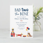 Hond Bad Two Het bot 2e verjaardagsfeestje Kaart (Staand voorkant)