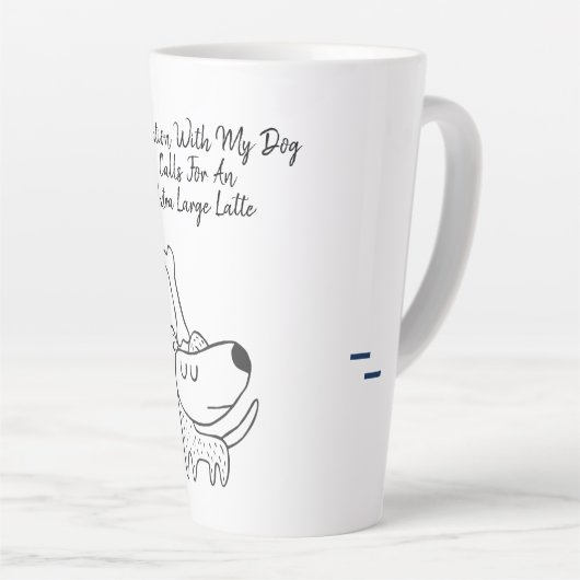 Hond balanceert bot op zijn hoofd quote latte mok (Rechterhoek)