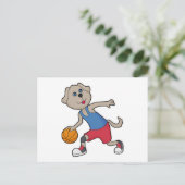 Hond Basketbalspeler Basketbal Briefkaart (Staand voorkant)