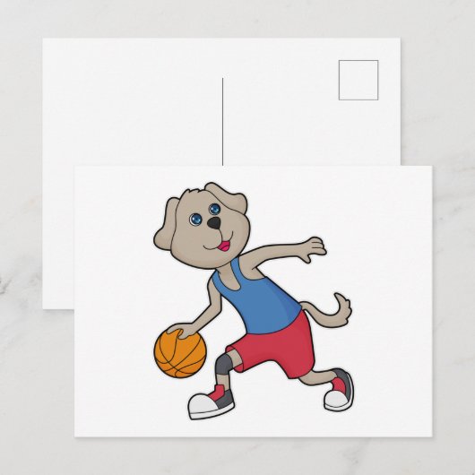 Hond Basketbalspeler Basketbal Briefkaart (Voorkant / Achterkant)