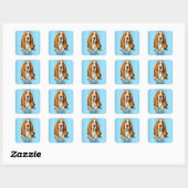 Hond, Basset Hound Portrait Sjabloon Vierkante Sticker (Vel)