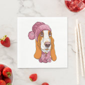 hond Basset Hound ras in gebreide muts Servet (Insitu)