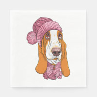 hond Basset Hound ras in gebreide muts 