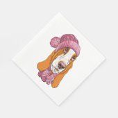 hond Basset Hound ras in gebreide muts Servet (Hoek)