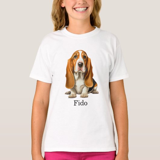 Hond, Basset Hound Sjabloon T-shirt (Voorkant)