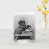 Hond Bathing Dog Kaart (Gele Bloem)