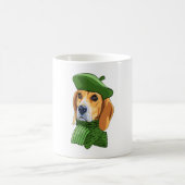 Hond Beagle in groene Franse baret Koffiemok (Center)