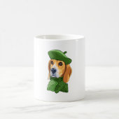 Hond Beagle in groene Franse baret Koffiemok (Center)