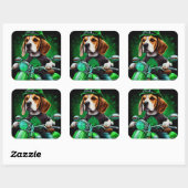 Hond Beagle rijdt fiets St. Patrick's Day Vierkante Sticker (Vel)
