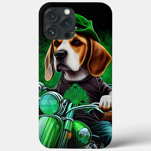 Hond Beagle rijdt op fiets St. Patrick's Day Case-Mate iPhone Case (Achterkant)